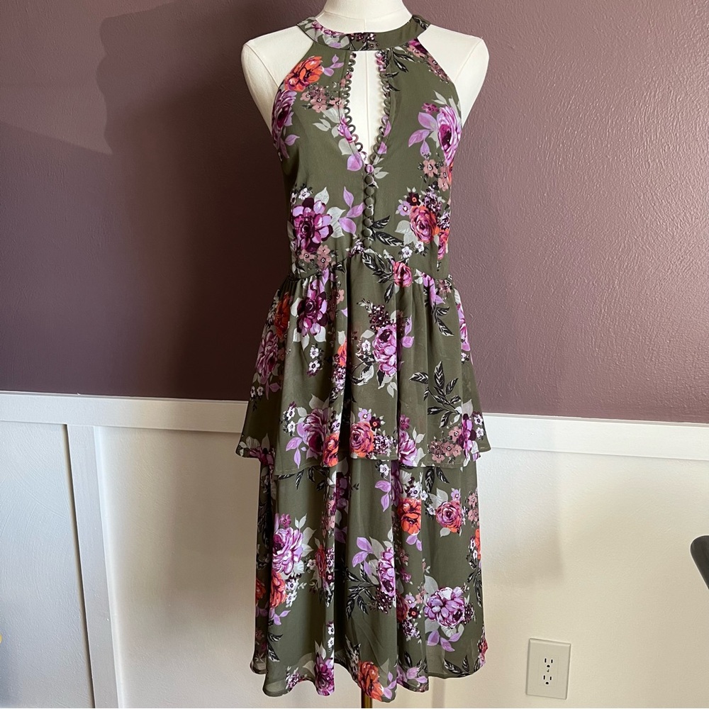 Torrid Green Olive Floral Sundress